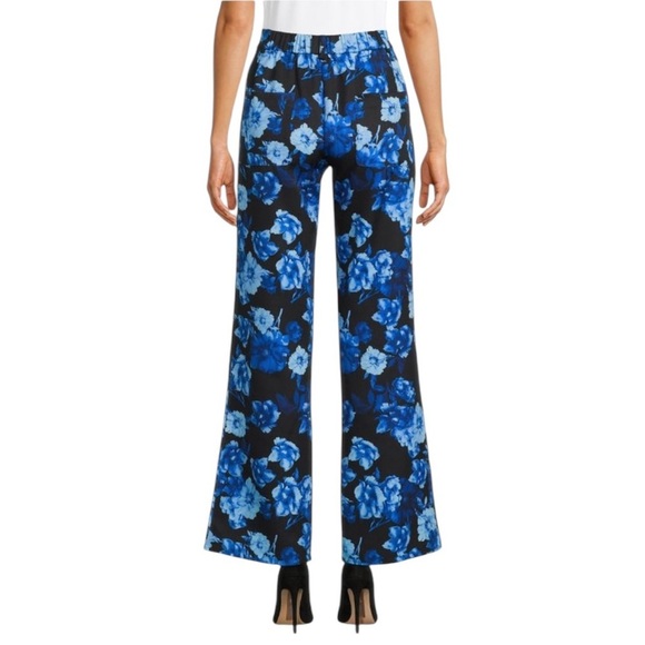 Area Stars NWT Hannah Blue Flared Pants with Floral Pattern Wide Leg Size XL - Picture 2 of 8